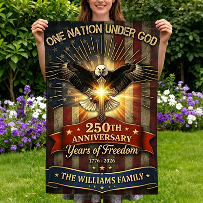 One Nation Under God Jesus - Personalized Garden Flag