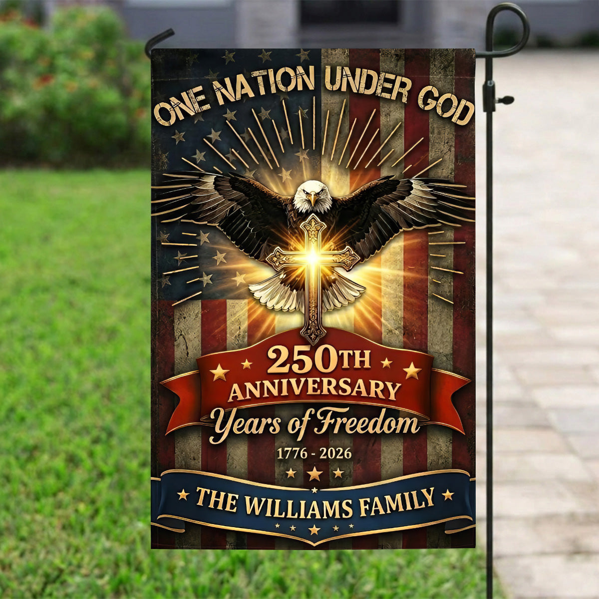One Nation Under God Jesus - Personalized Garden Flag