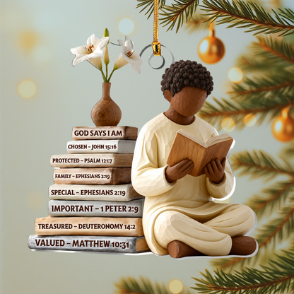 Black Boy God Says I Am Christmas Ornament
