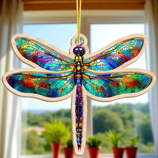 Dragonfly Gifts for Women, Dragonflies Decor Suncatcher Effect, Dragon Fly Stained Glass Effect, Dragonfly Ornaments for Christmas Tree Decoration, Birthday Gift for Mom, Dragon Fly Christmas Ornament
