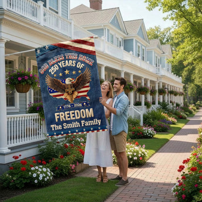 God Bless This Home - Personalized Garden Flag