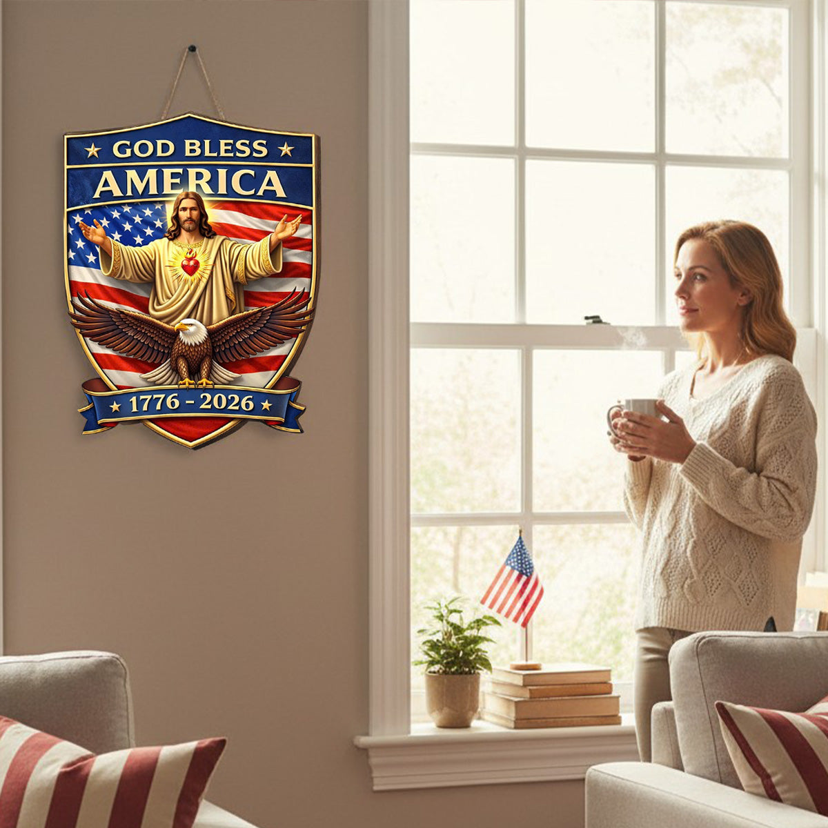 God Bless - Wooden Door Sign