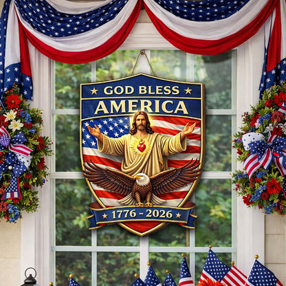 God Bless - Wooden Door Sign