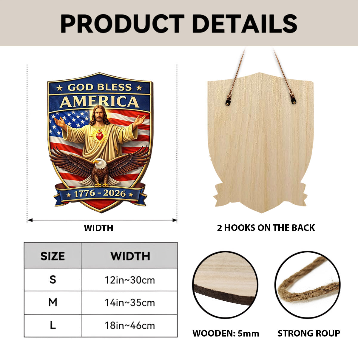 God Bless - Wooden Door Sign