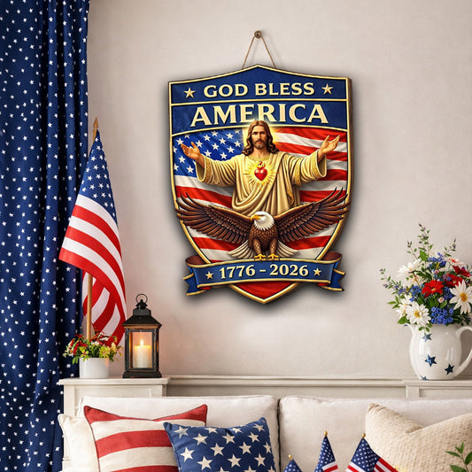 God Bless - Wooden Door Sign