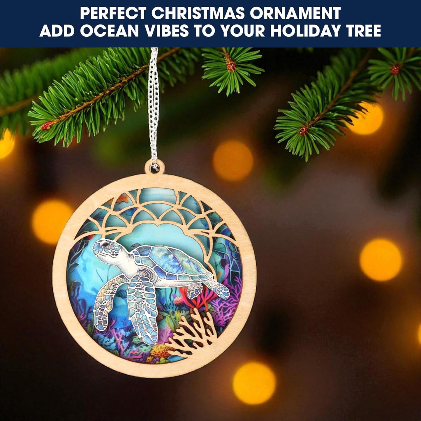 Turtle Gifts, Sea Turtles Gift,Sea Turtle Gifts for Women, Christmas Ornaments 2025, Turtle Christmas Cards, Beach Christmas Ornaments for Tree, White Elephant Presents for Friendship