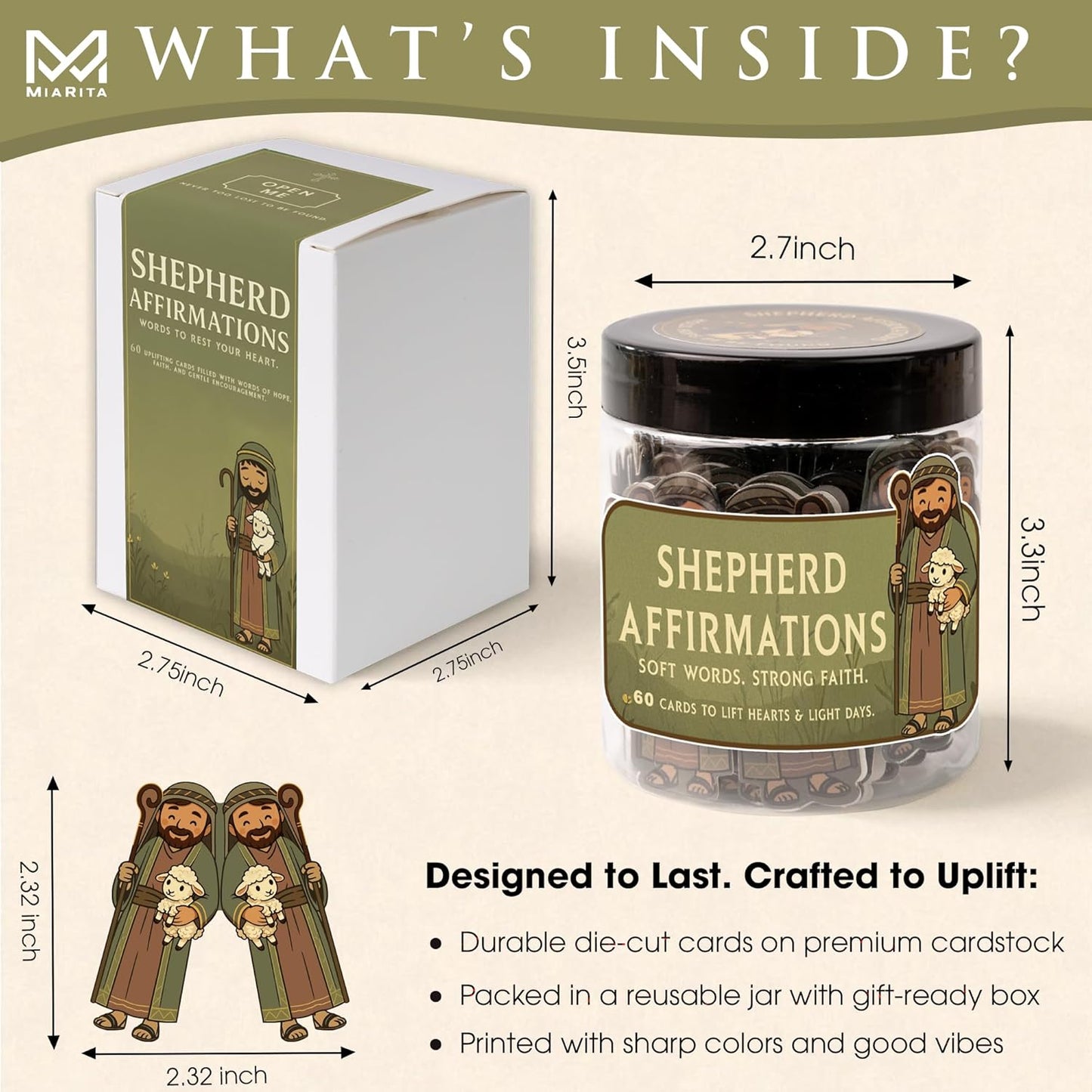 Positive Shepherd Affirmations Jar- Faith & Encouragement Notes, Christian Gifts for Men & Women, Pastor Appreciation Gifts for Men, Pastor Wife Appreciation Gift