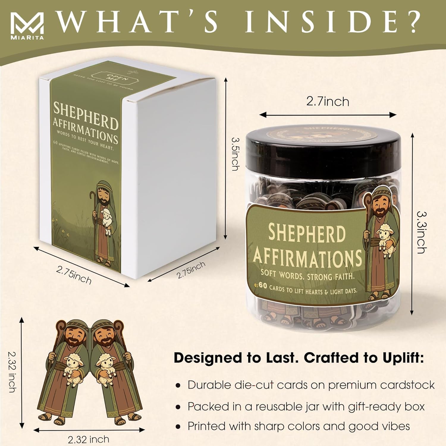 Positive Shepherd Affirmations Jar- Faith & Encouragement Notes, Christian Gifts for Men & Women, Pastor Appreciation Gifts for Men, Pastor Wife Appreciation Gift