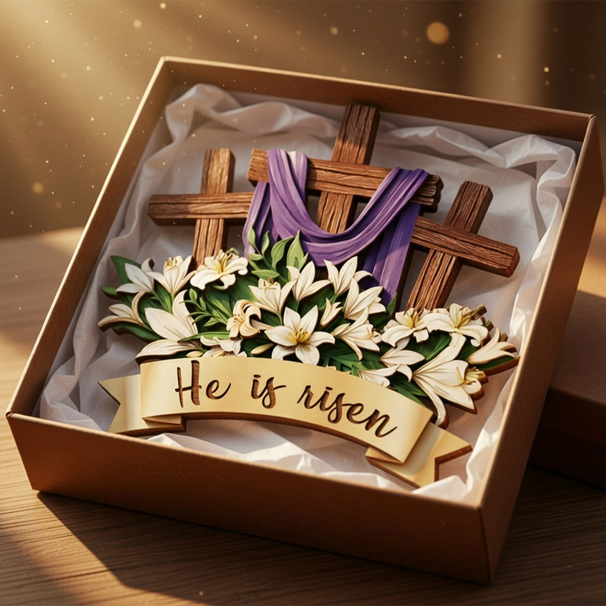 He Is Risen - Wooden Door Sign