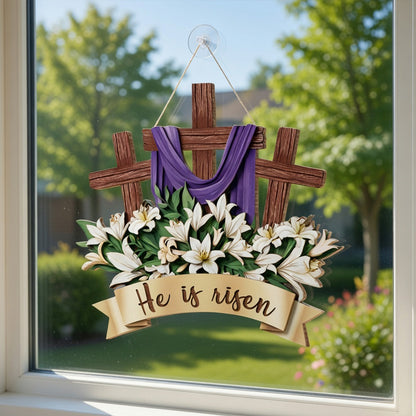 He Is Risen - Wooden Door Sign