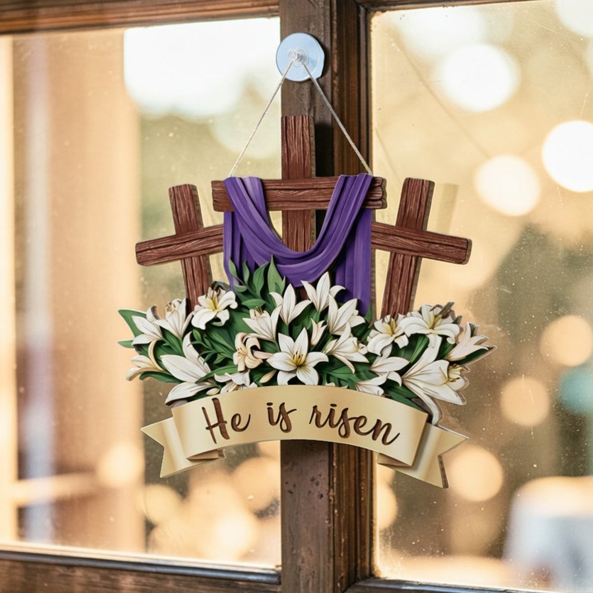 He Is Risen - Wooden Door Sign