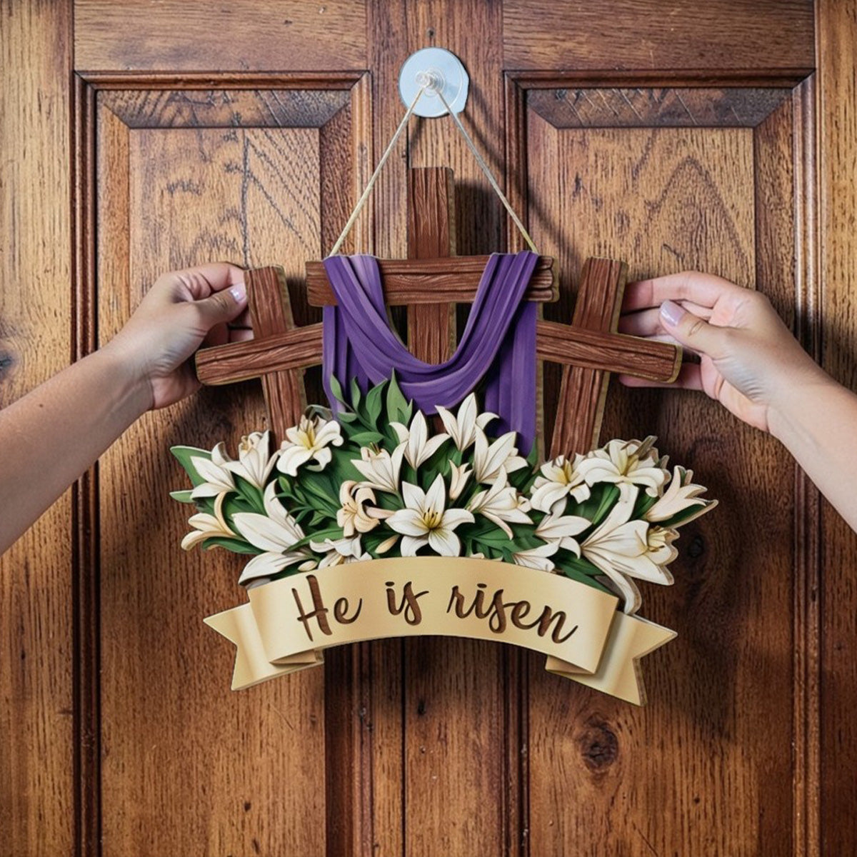 He Is Risen - Wooden Door Sign