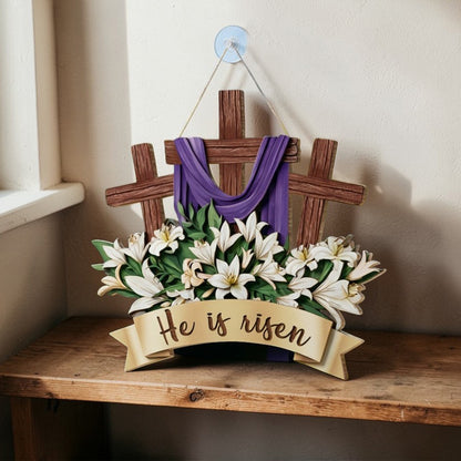 He Is Risen - Wooden Door Sign