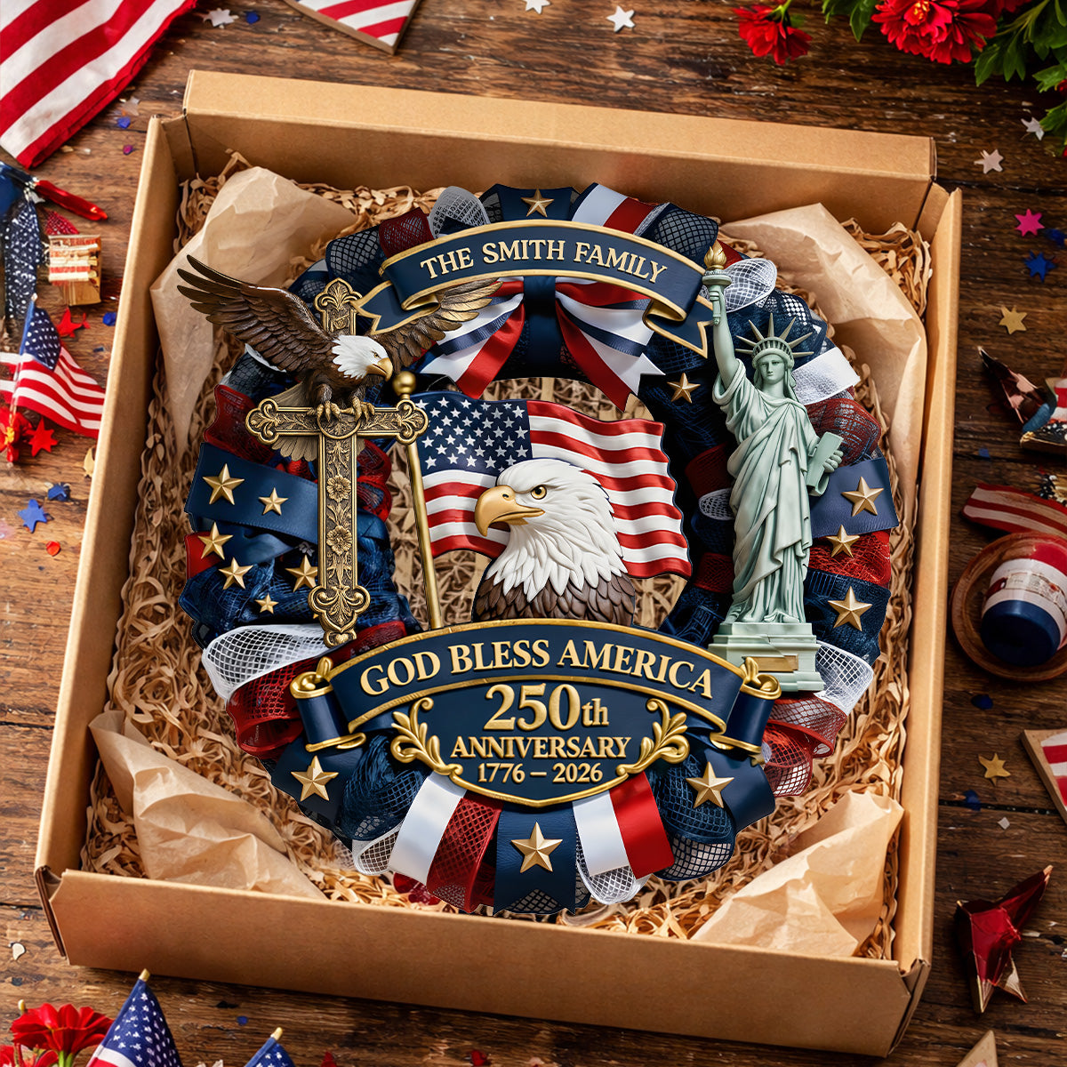 God Bless America - Personalized Door Sign