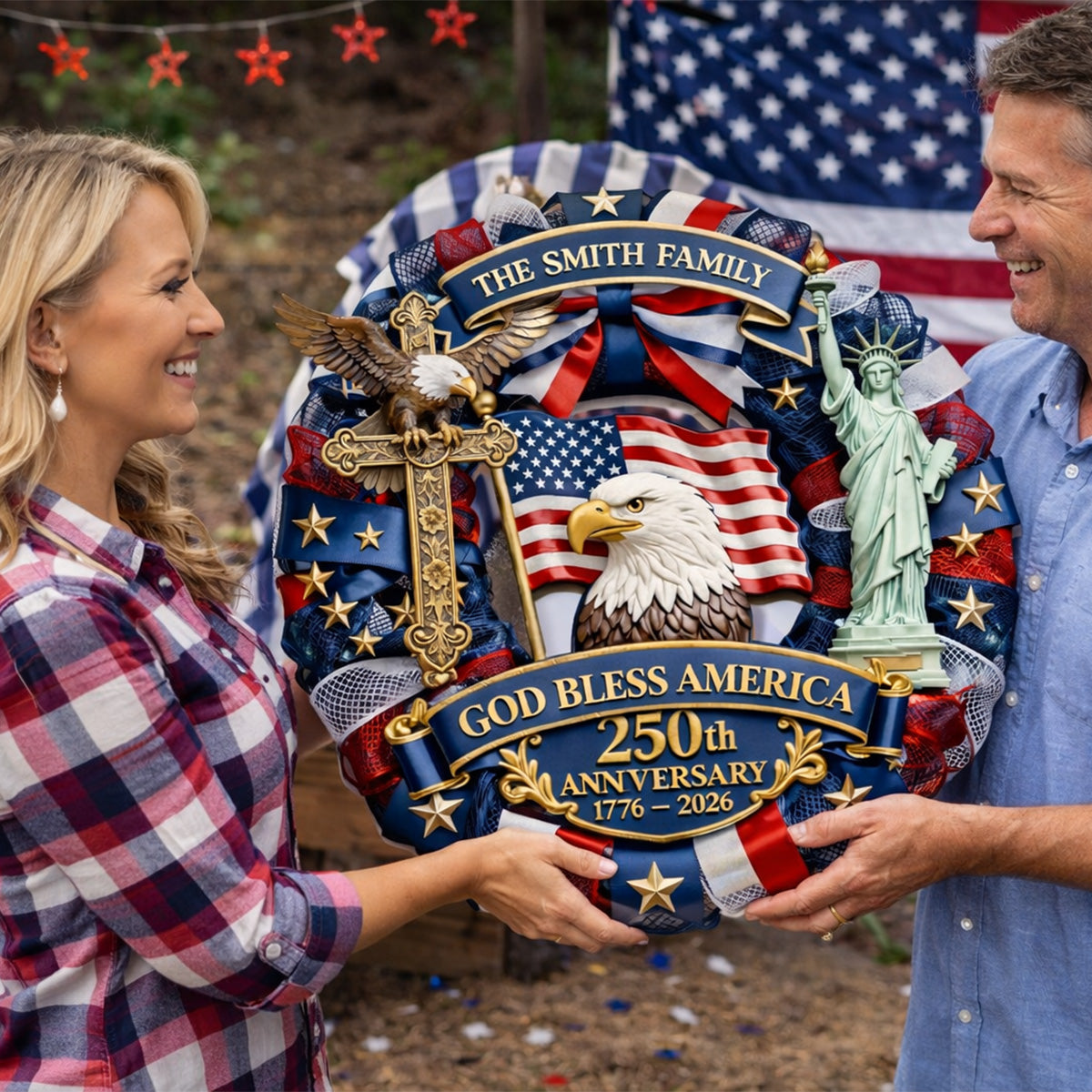 God Bless America - Personalized Door Sign