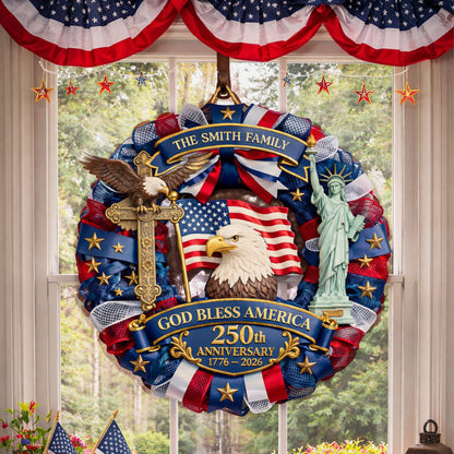 God Bless America - Personalized Door Sign