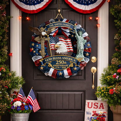God Bless America - Personalized Door Sign