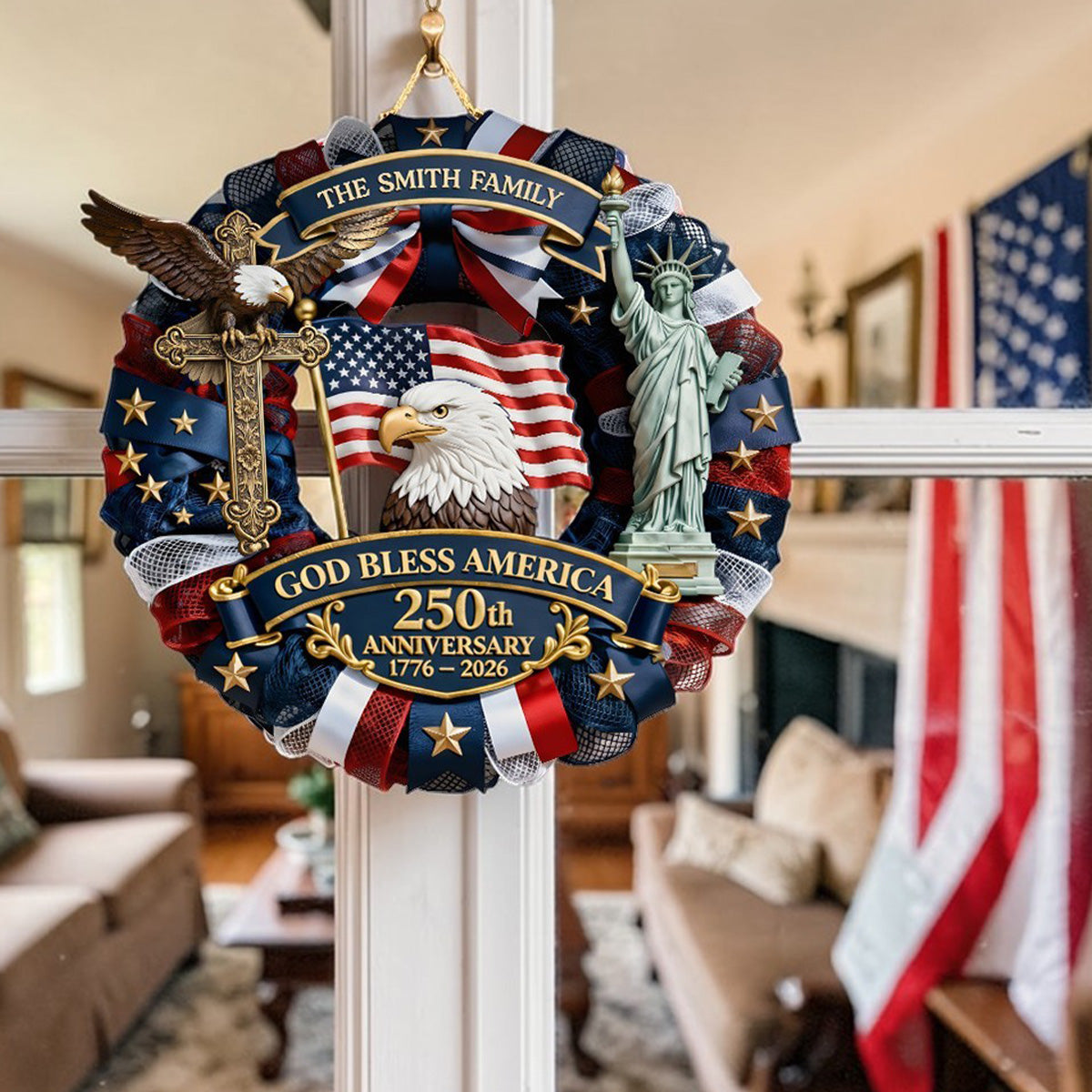 God Bless America - Personalized Door Sign