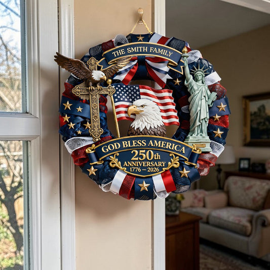 God Bless America - Personalized Door Sign