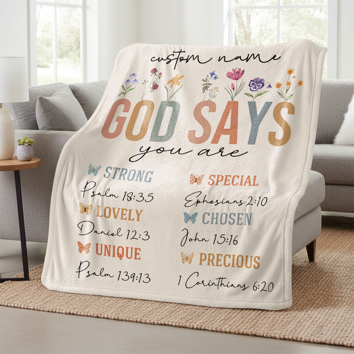 God Says I Am - Personalized  Sherpa Blanket