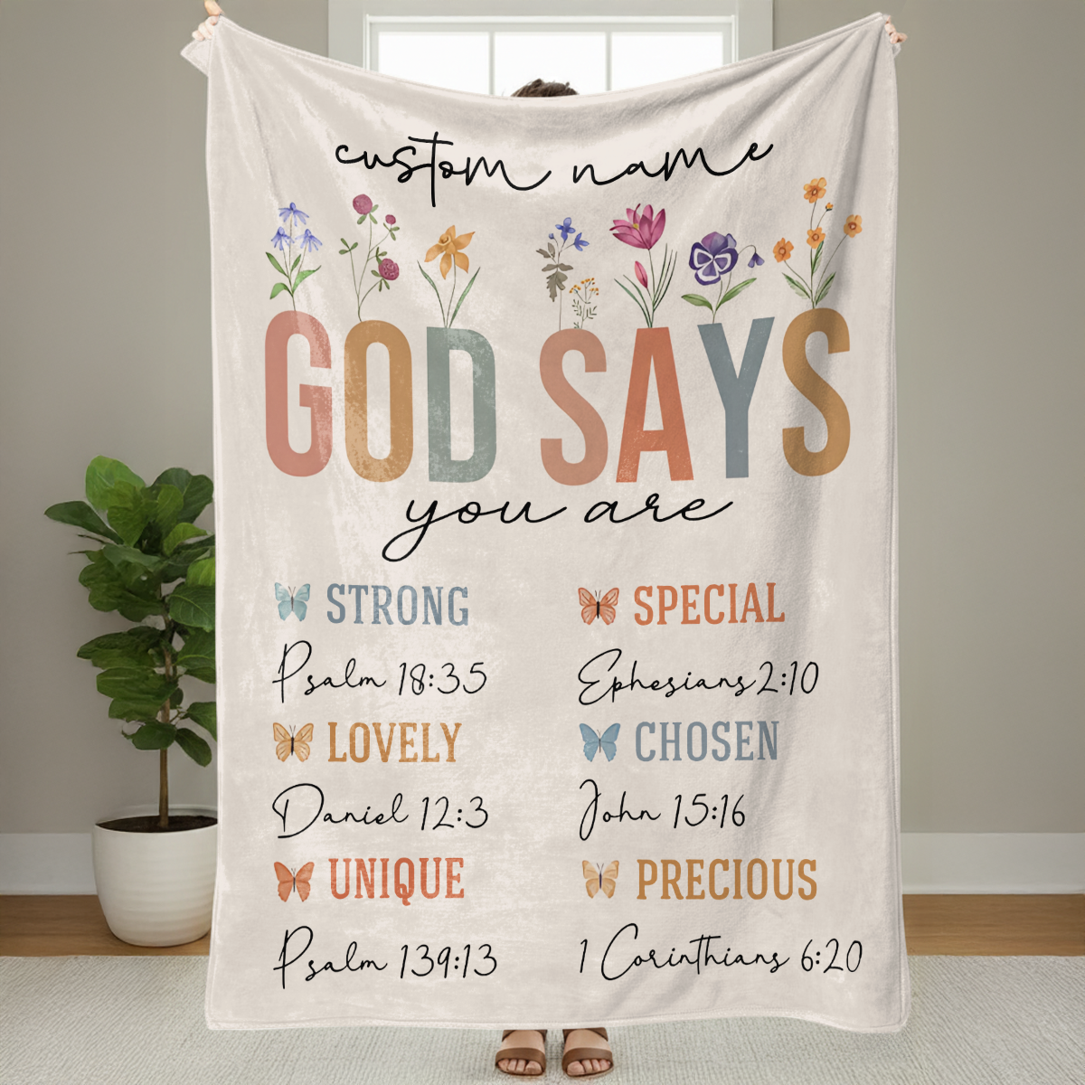 God Says I Am - Personalized  Sherpa Blanket