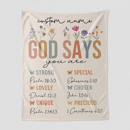 God Says I Am - Personalized  Sherpa Blanket