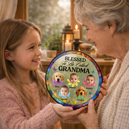 Blessed To Be Called Grandma - Personalized Glass Suncatcher