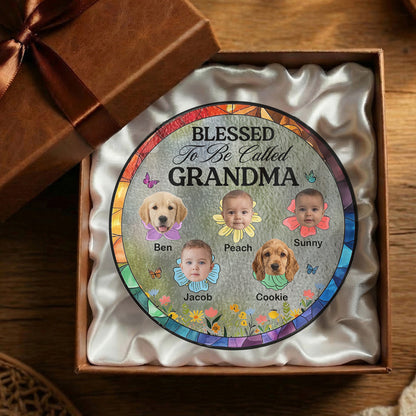 Blessed To Be Called Grandma - Personalized Glass Suncatcher