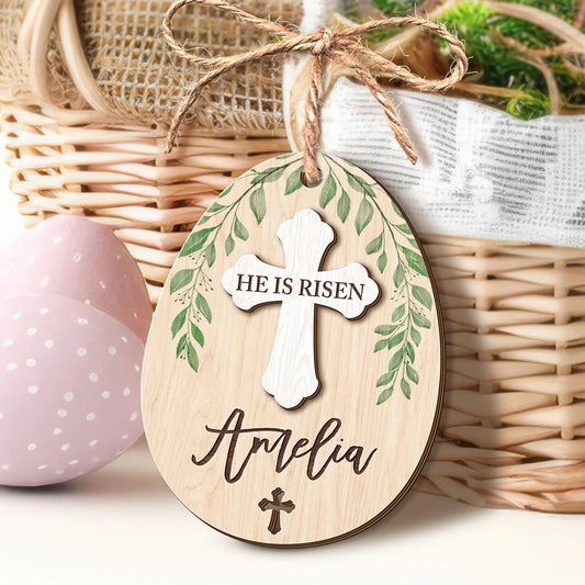 He Is Risen - Personalized Easter Basket Tag