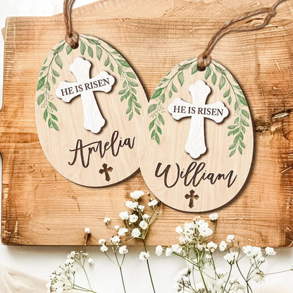 He Is Risen - Personalized Easter Basket Tag