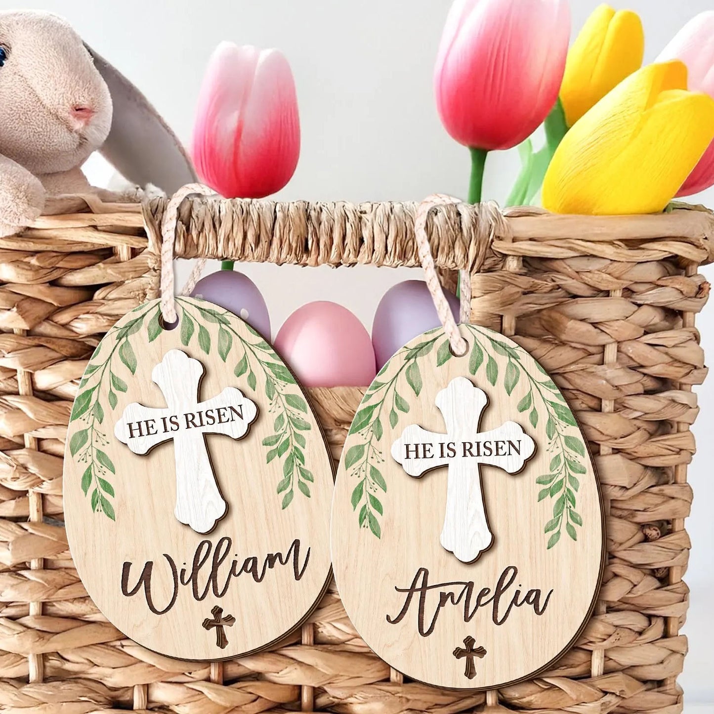 He Is Risen - Personalized Easter Basket Tag
