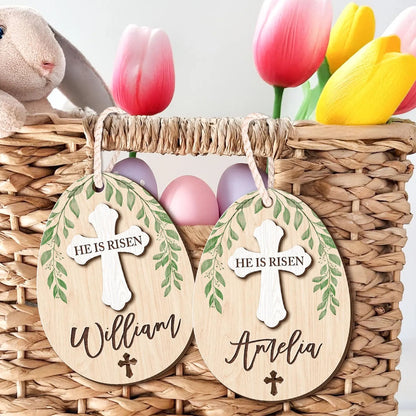 He Is Risen - Personalized Easter Basket Tag