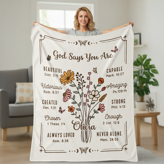God Says You Are - Personalized Sherpa Blanket