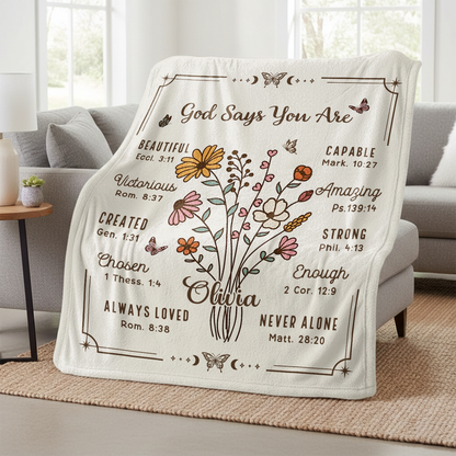 God Says You Are - Personalized Sherpa Blanket
