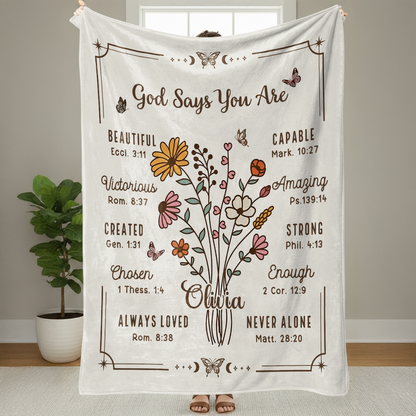 God Says You Are - Personalized Sherpa Blanket