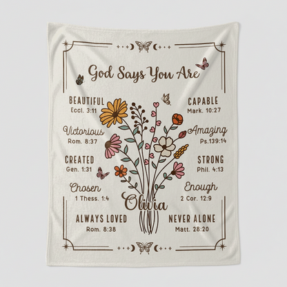 God Says You Are - Personalized Sherpa Blanket