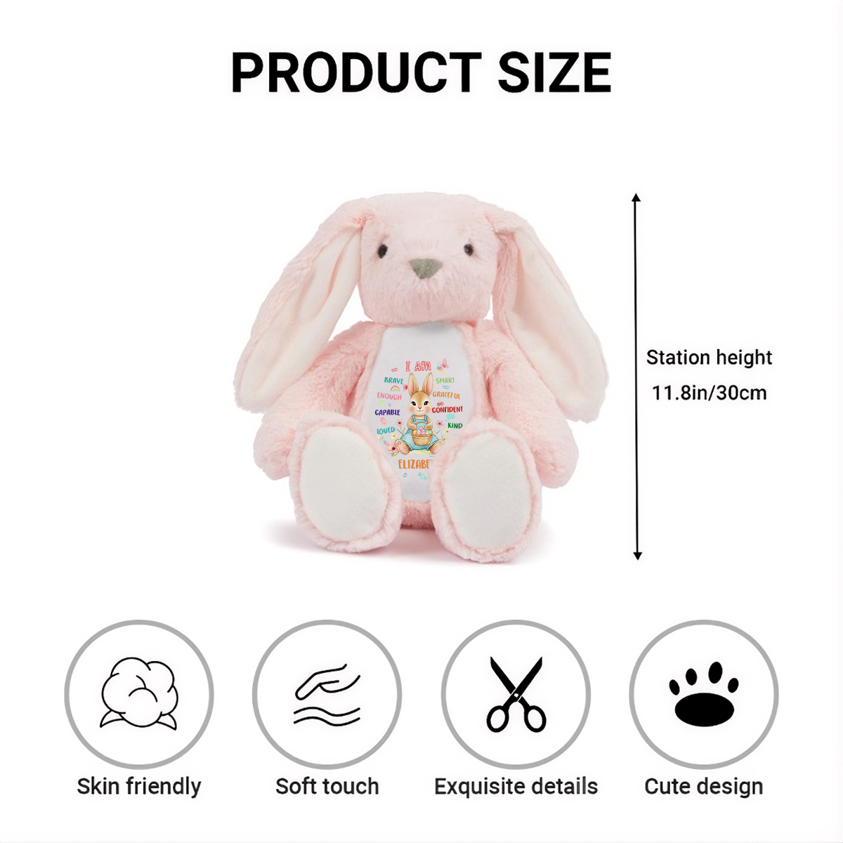 I'm Kind Smart Loved - Personalized Stuffed Bunny