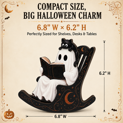 Ghost & Black Cat Rocking Chair Halloween Decor