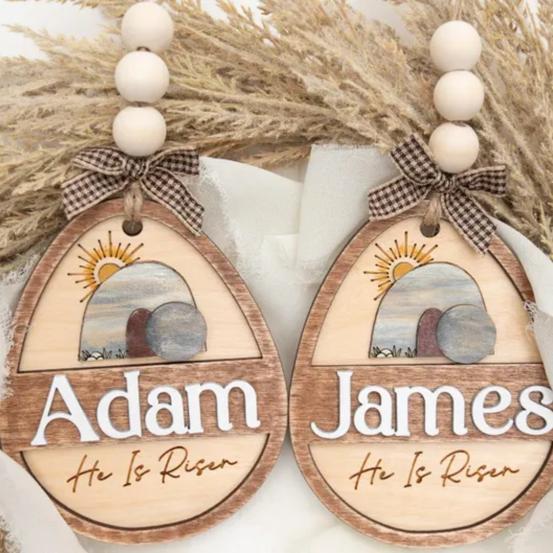 He Is Risen - Personalized Easter Basket Tag