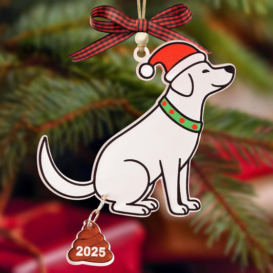 Christmas Ornament 2025 - Ornaments for Christmas Tree, Christmas Tree Ornament, Acrylic Christmas Ornaments, Suncatcher Effect Stained Glass Window Hanging (- KL Dog Shit Ornament)