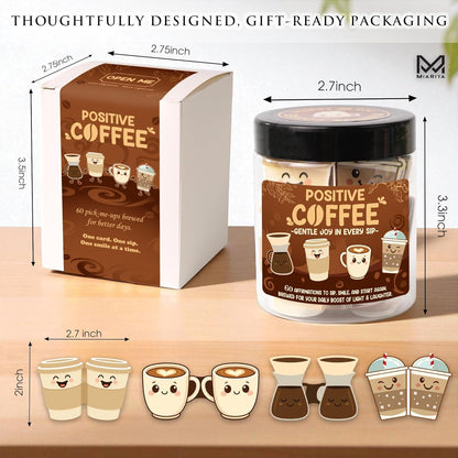 Positive Coffee Affirmation Jar – 60Pcs Cute Emotional Support Coffeee – Coffee Gifts for Women, Men– Birthday Gift, White Elephant Gifts for Coworker, Boss, Teacher, Teens, Back to School Gift