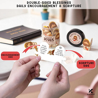 Emotional Support Jesus Jar – 60 Double-Sided Cards, Daily Encouragement & Scripture, Mini Jesus Blessings, Faith-Based Christian Gift for Kids & Women, Christmas Gift for Teen Girls