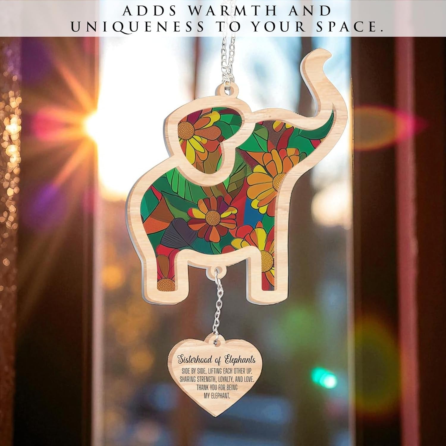 Elephant Ornaments for Sisterhood Friendship – Elephant Christmas Ornament, Sisterhood Gifts for Women, Friendship Ornaments for Women Friends, Elephants Suncatcher