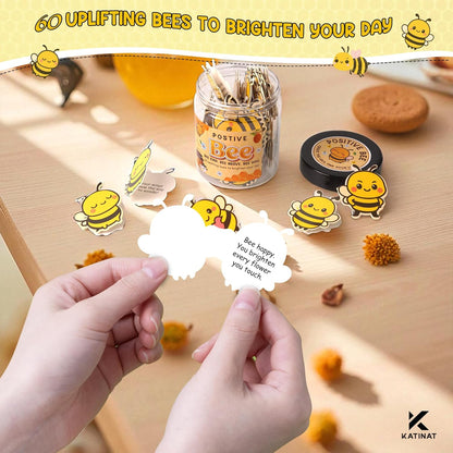 Positive Bee Jar – 60 Cute Bee Affirmation Cards for Women, Teachers, Grandma, Inspirational Gifts for Stress Relief, Self-Care, Birthday, Desk Decor for Bee Lovers (Positive Bee)