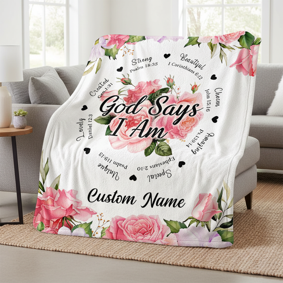 God Says I Am - Personalized  Sherpa Blanket