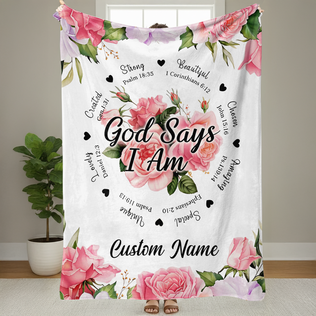 God Says I Am - Personalized  Sherpa Blanket