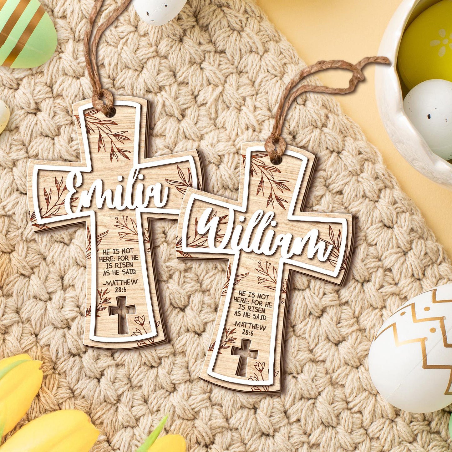He Is Risen - Personalized Easter Basket Tag