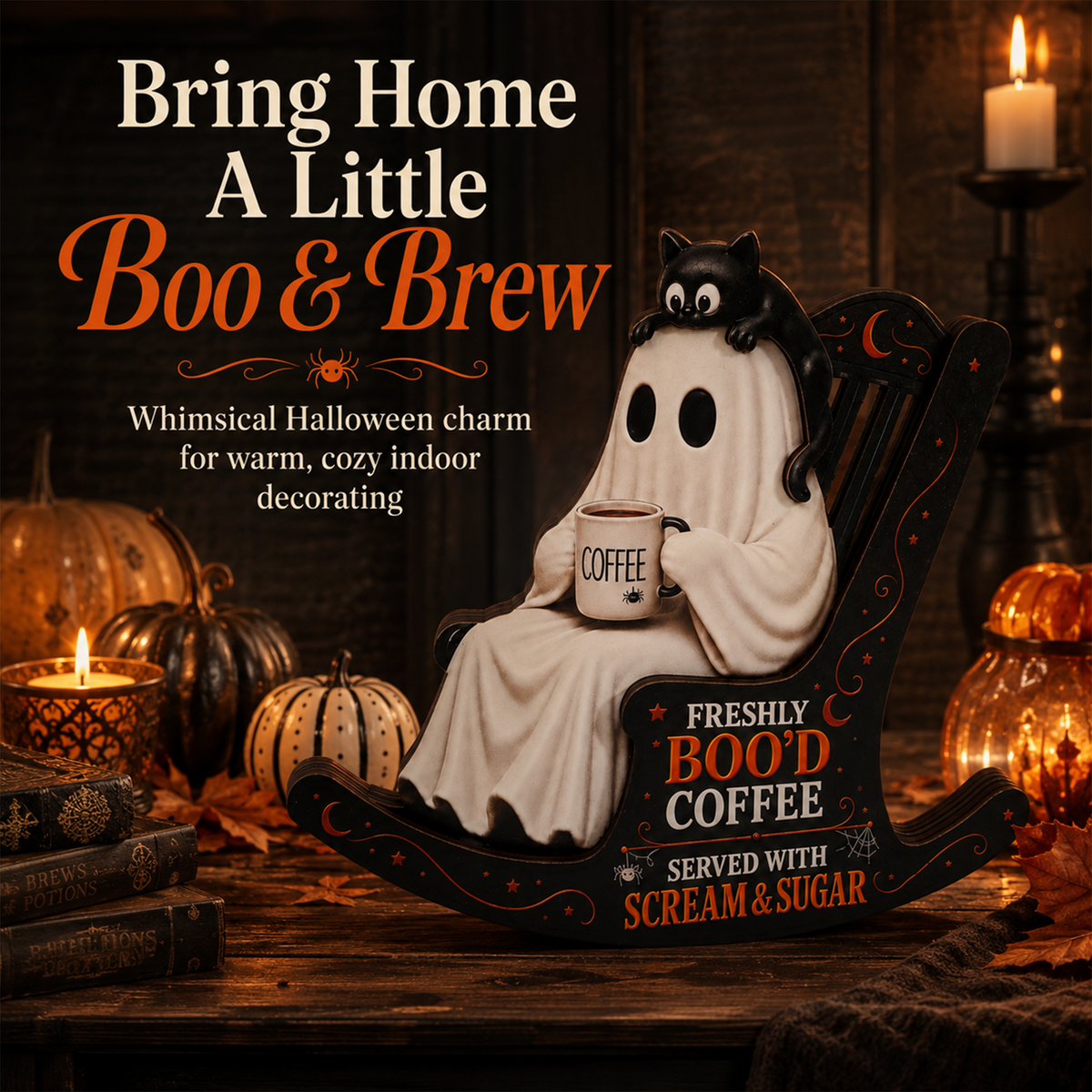 Freshly Boo’d Coffee Ghost Rocking Chair Decor