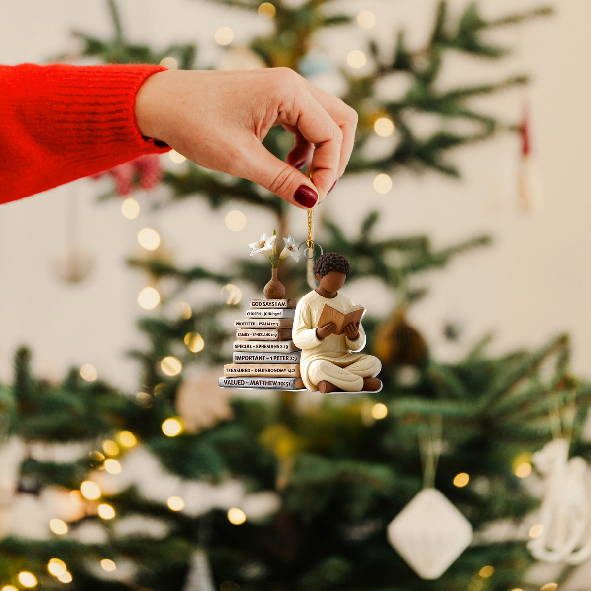Black Boy God Says I Am Christmas Ornament