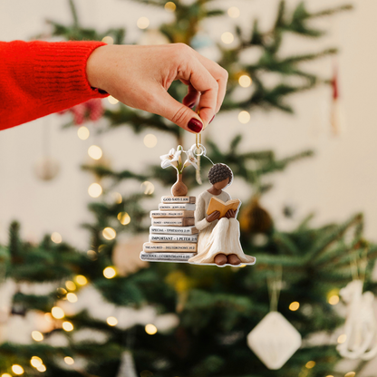 Black Girl Bible Reader Christmas Ornament